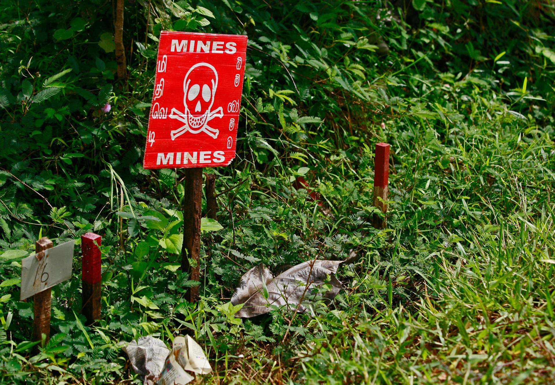 Danger sign for mines