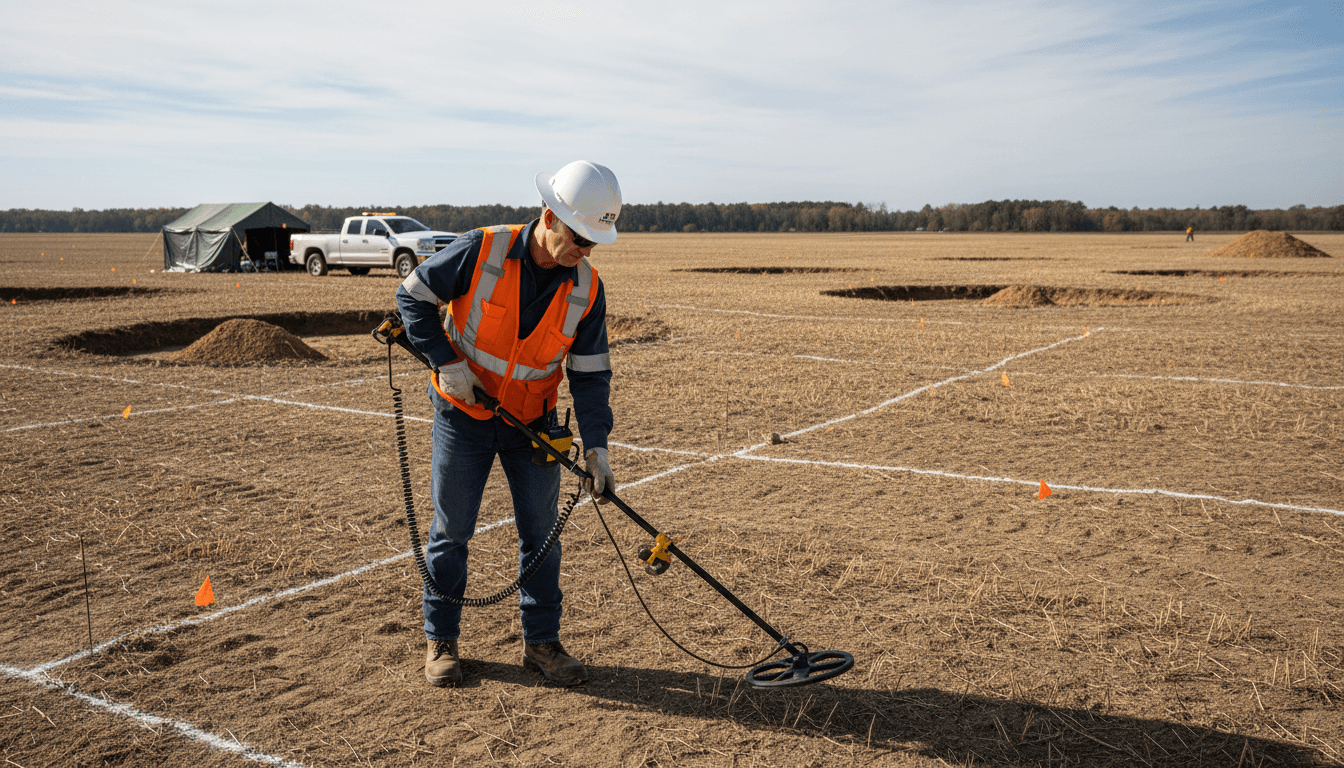 Excavation pit with liner at a remediation site